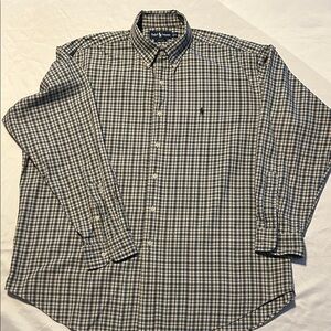 Ralph Lauren Men's Navy and White Plaid Shirt